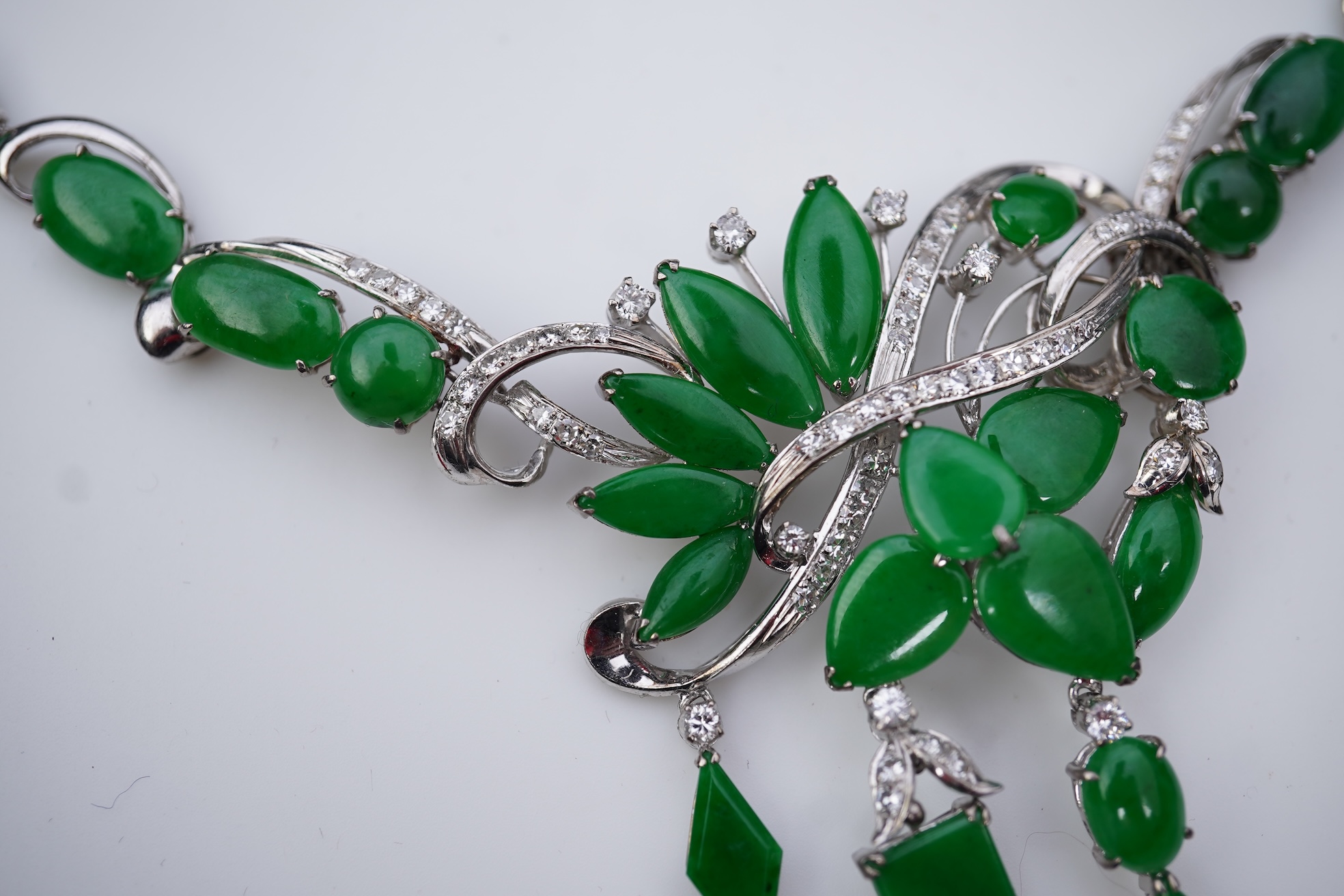 A jadeite and diamond demi-parure, 1960s
